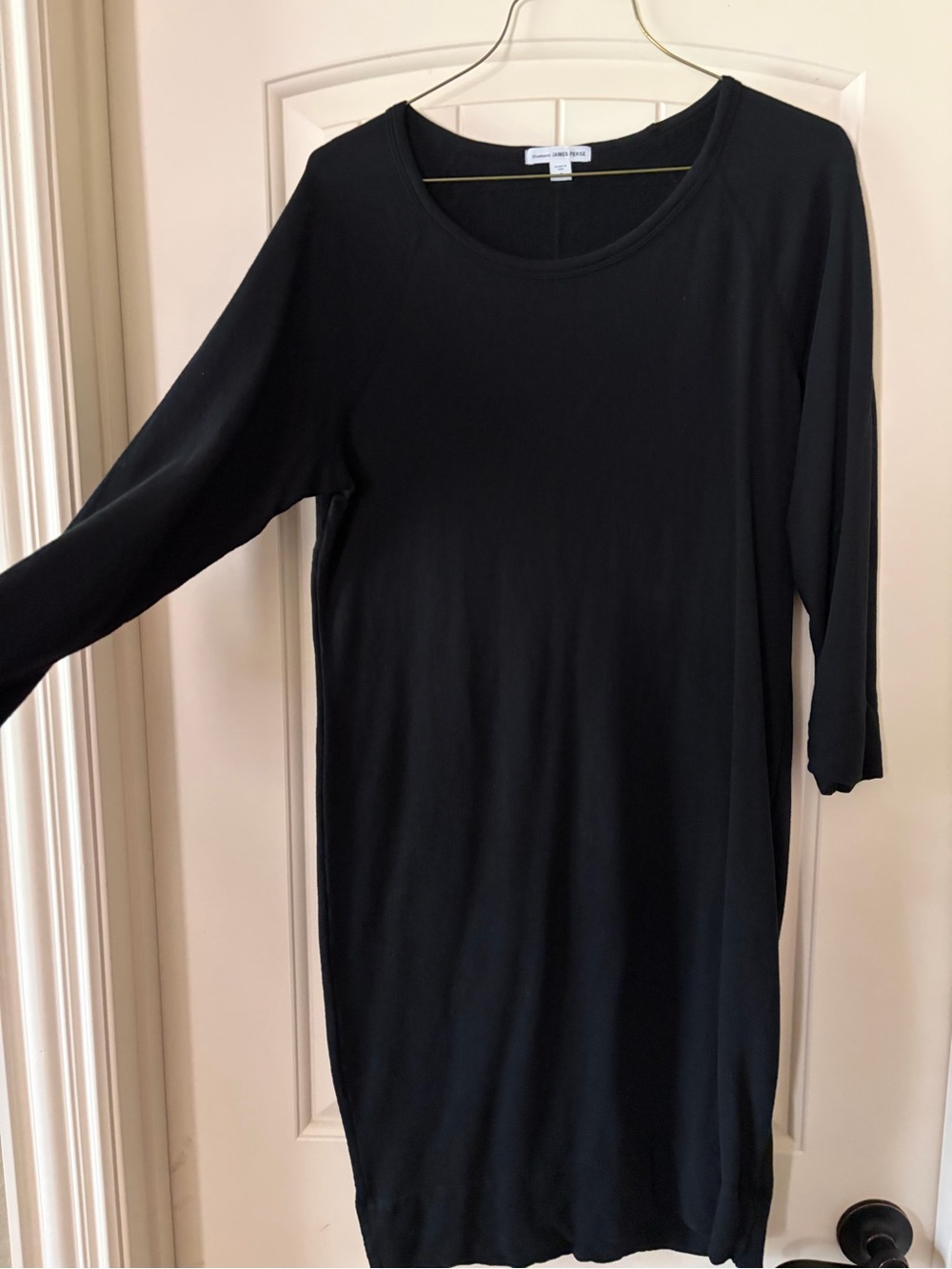 James Perse Black Long Sleeve Shift Dress